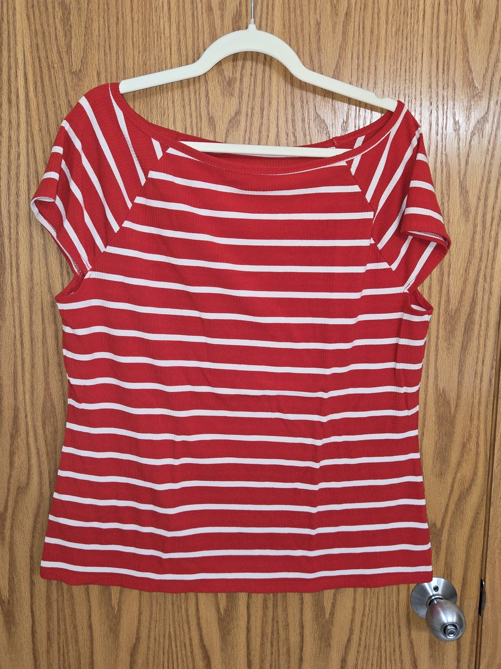 Torrid Size 3 (18/20) Red & White Striped Women’s Boatneck Top